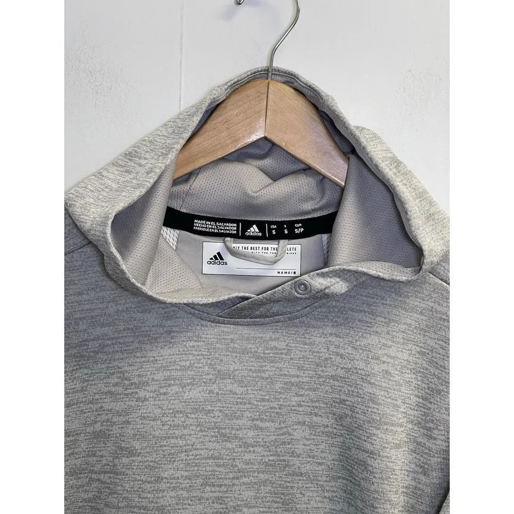 Adidas Hoodie Men's Size Small Heather Gray Sweatshirt Climawarm Pullover Pocket
